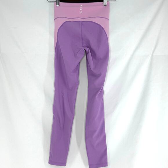 WILO The Label Rib Knit Capri Leggings XS Womens Purple Pink Stretch Activewear - Picture 2 of 5